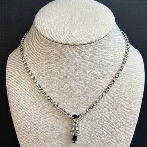Eisenberg Ice Silver and Black Rhinestone Necklace